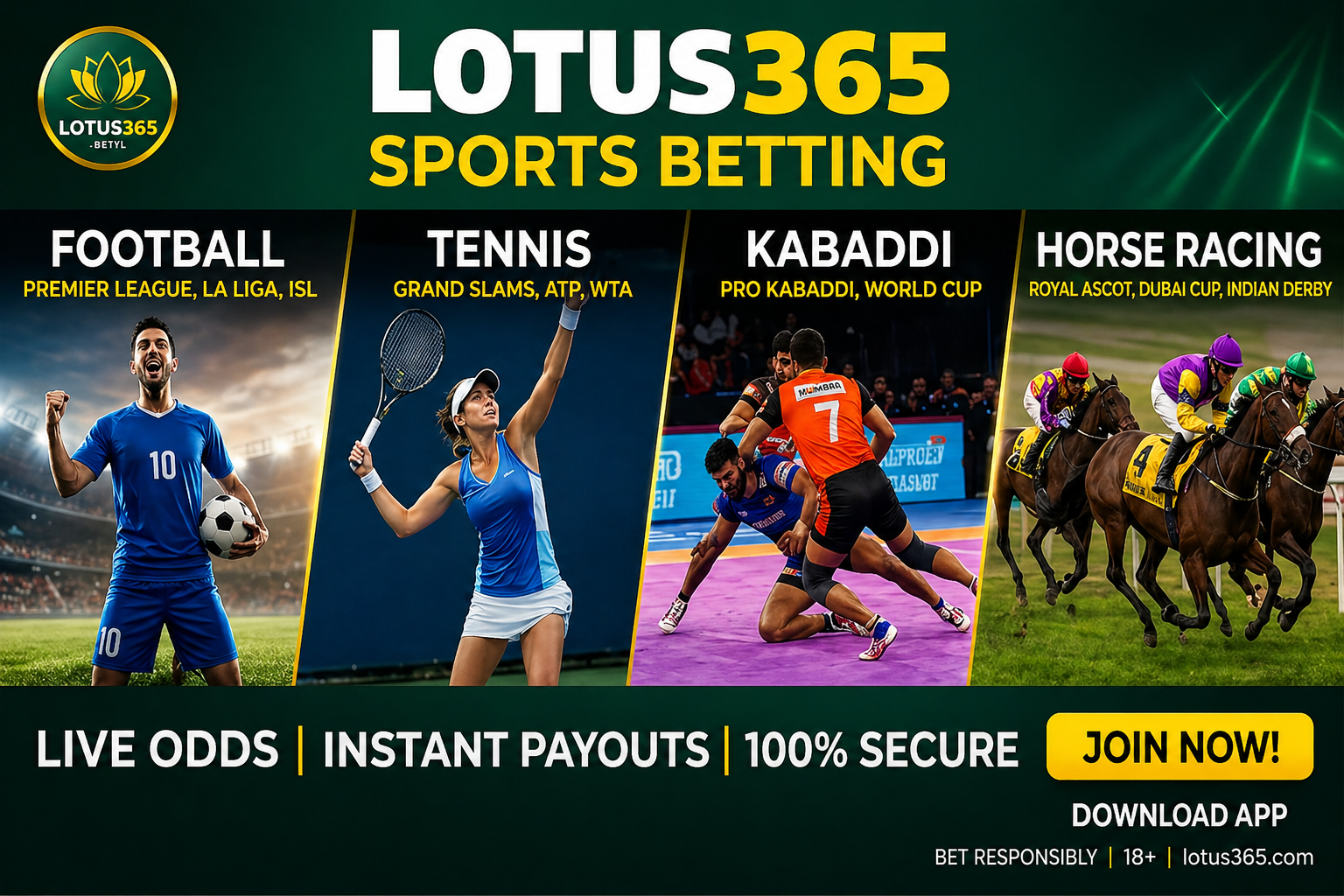 Lotus365 Sports Betting - Bet on Football, Tennis, Kabaddi, Horse Racing