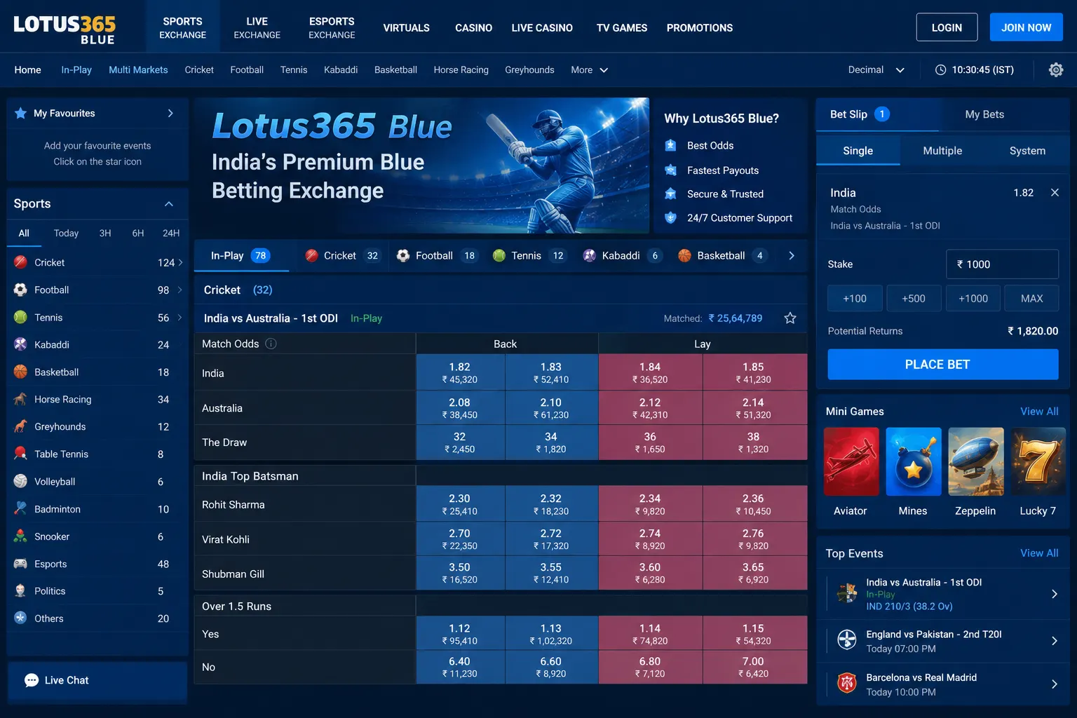 Lotus365 Blue - Premium Blue Betting Exchange Platform