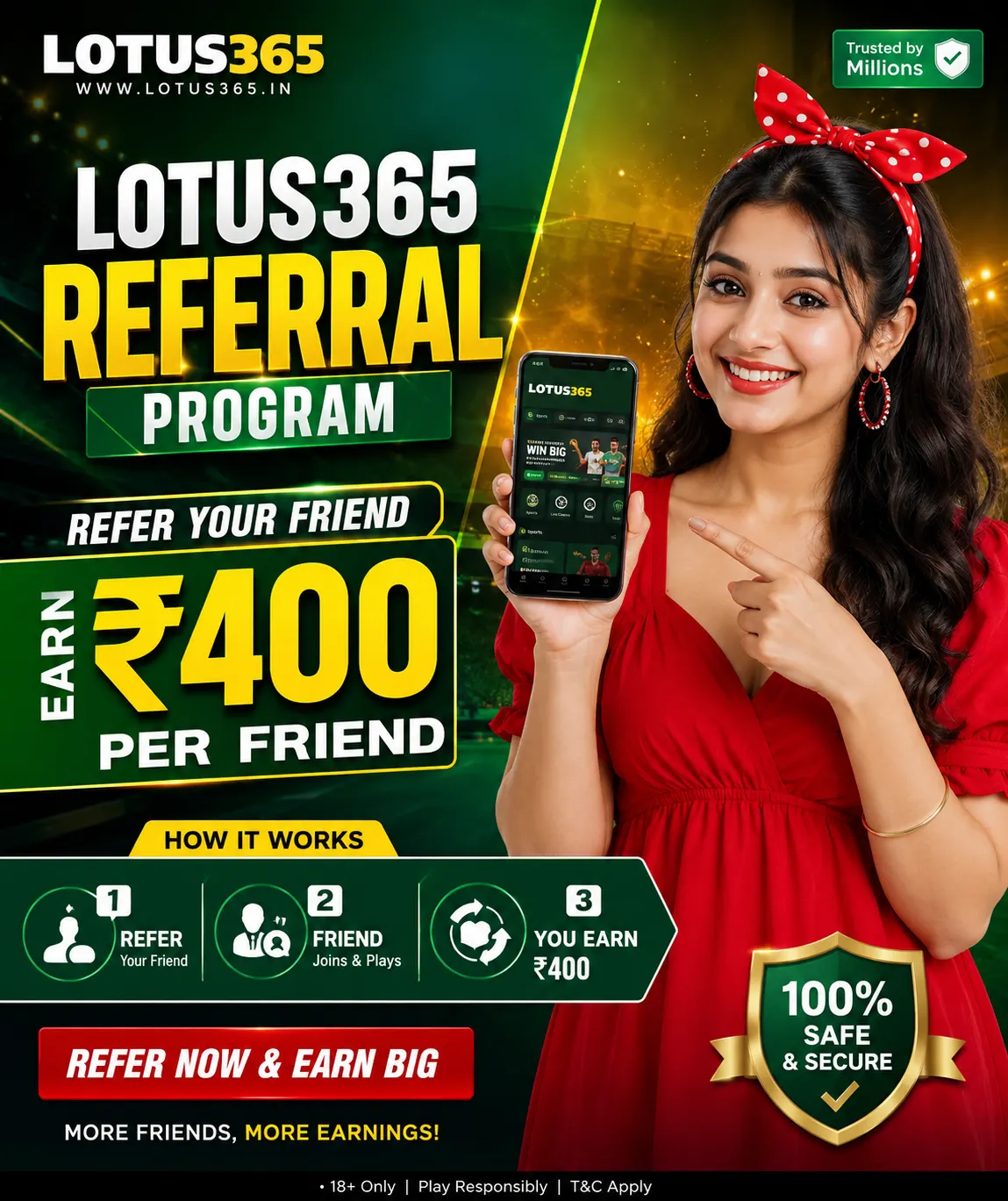 Lotus365 Referral Program - Earn ₹400 per Friend