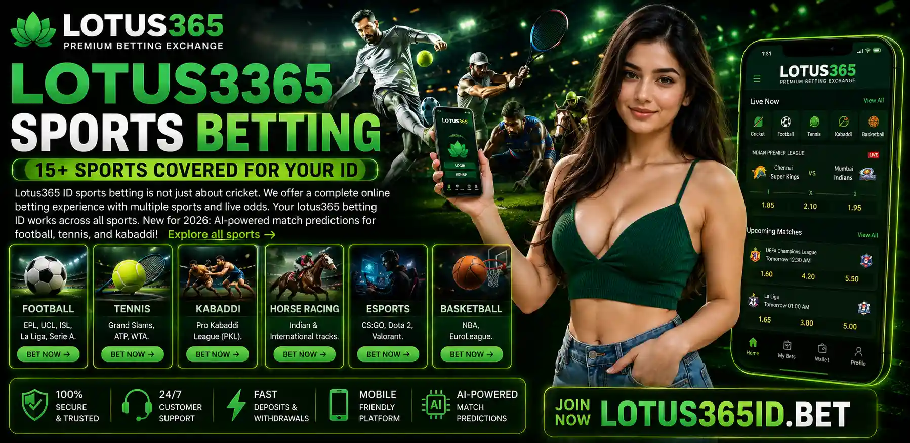 Lotus365 Sports Betting - 15+ Sports Covered