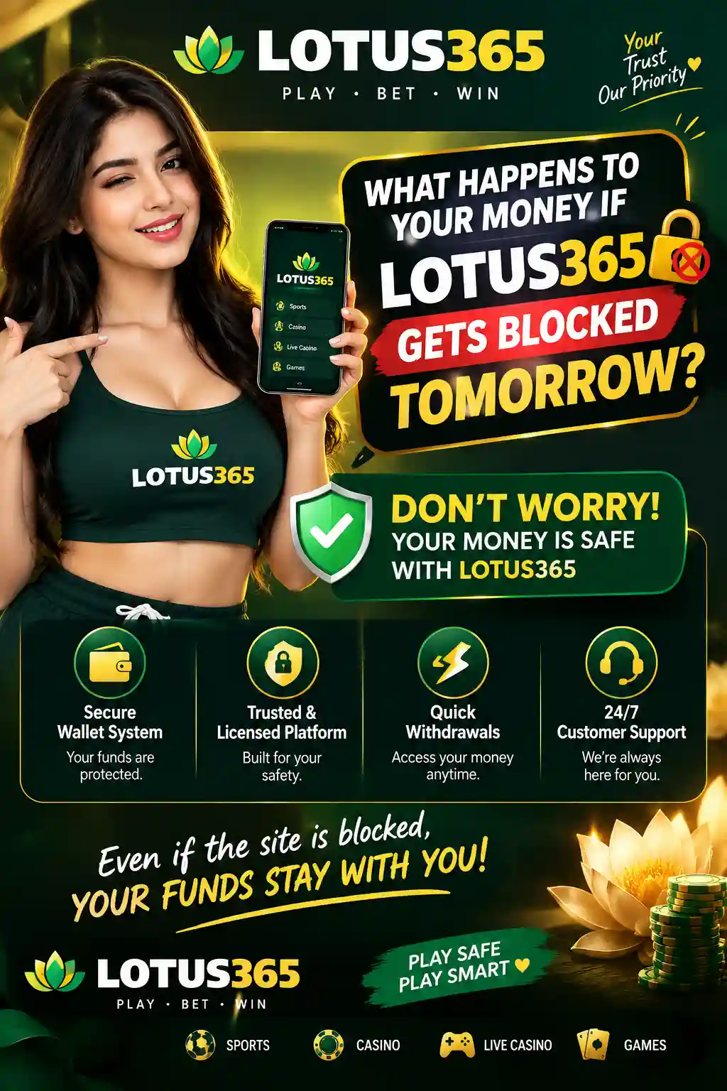 what happens to your money if lotus365 gets blocked tomorrow